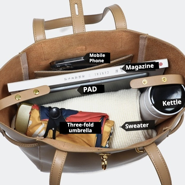 Soho | Genuine Leather Vintage Lock Buckle Tote Bag