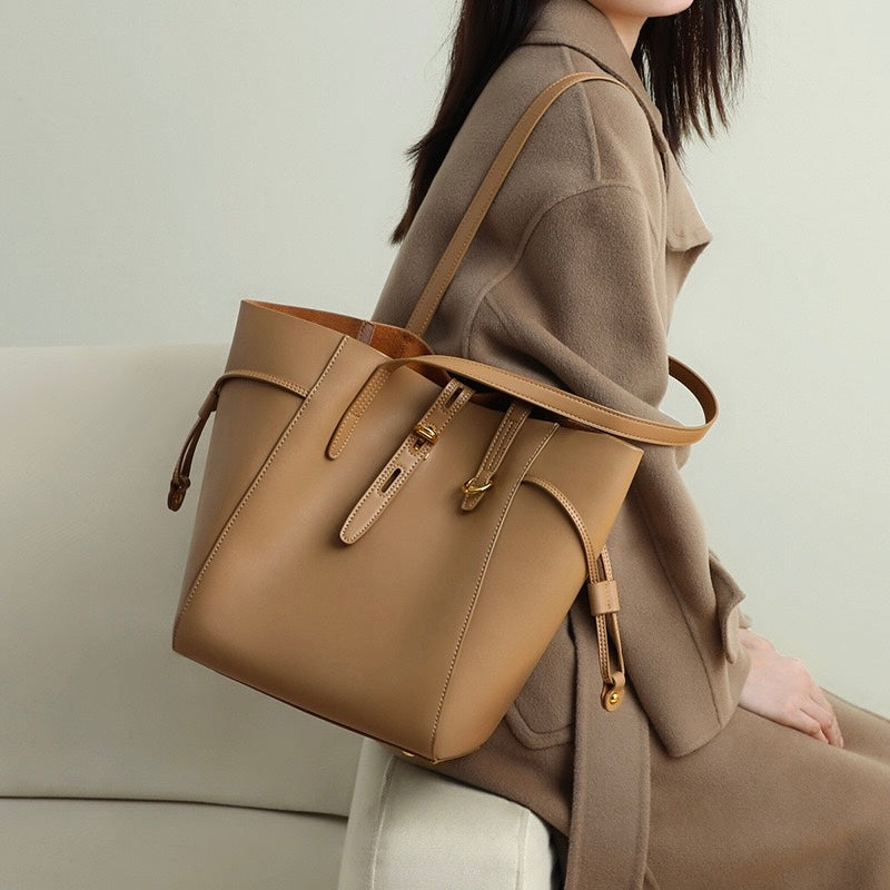 Soho | Genuine Leather Vintage Lock Buckle Tote Bag