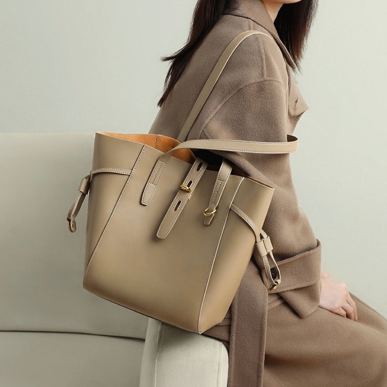 Soho | Genuine Leather Vintage Lock Buckle Tote Bag