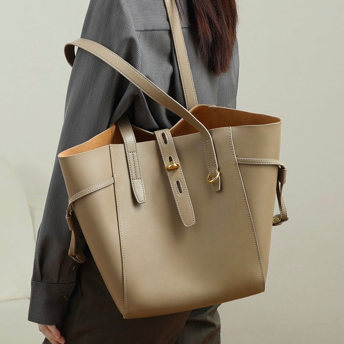 Soho | Genuine Leather Vintage Lock Buckle Tote Bag