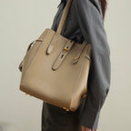 Soho | Genuine Leather Vintage Lock Buckle Tote Bag