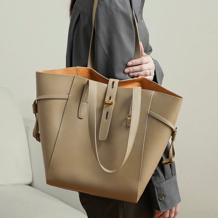 Soho | Genuine Leather Vintage Lock Buckle Tote Bag
