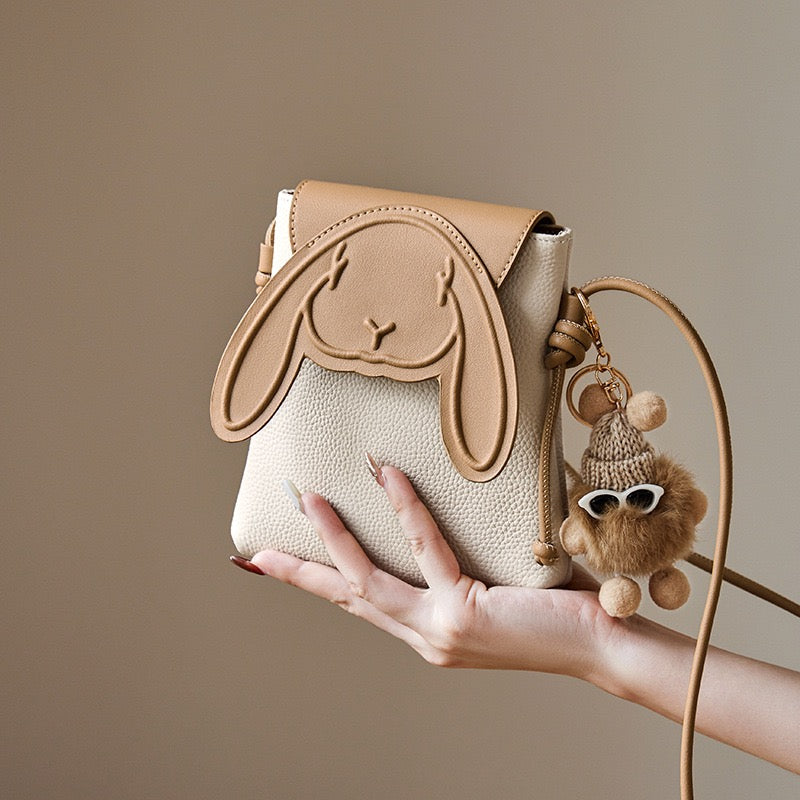 Soho | Rabbit Genuine Leather Mini Crossbody Phone Bag