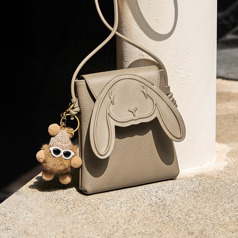 Soho | Rabbit Genuine Leather Mini Crossbody Phone Bag