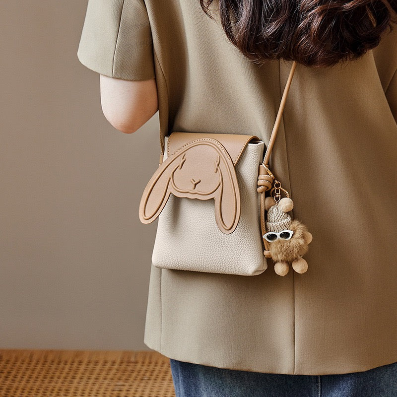 Soho | Rabbit Genuine Leather Mini Crossbody Phone Bag