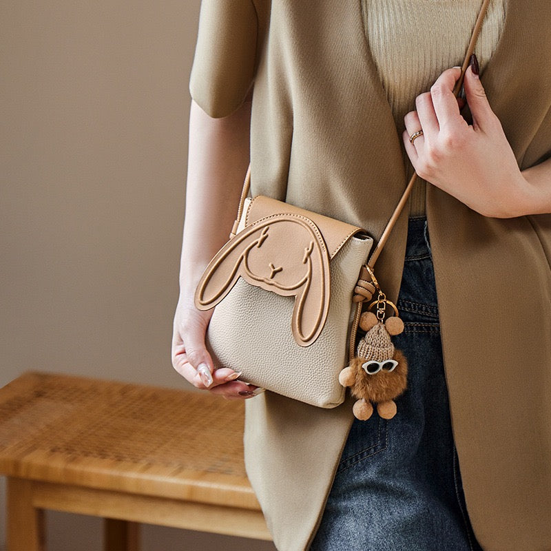 Soho | Rabbit Genuine Leather Mini Crossbody Phone Bag
