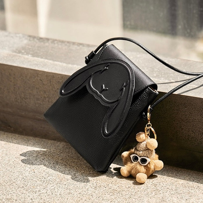 Soho | Rabbit Genuine Leather Mini Crossbody Phone Bag