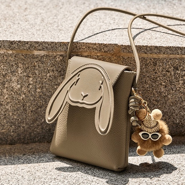 Soho | Rabbit Genuine Leather Mini Crossbody Phone Bag